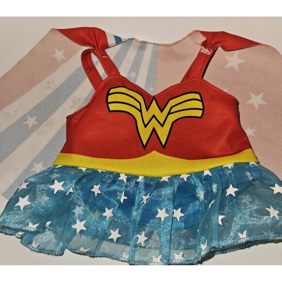 BABW Build A Bear Workshop DC Wonder Woman Dress Attached Cape Outfit Costume - Picture 2 of 7